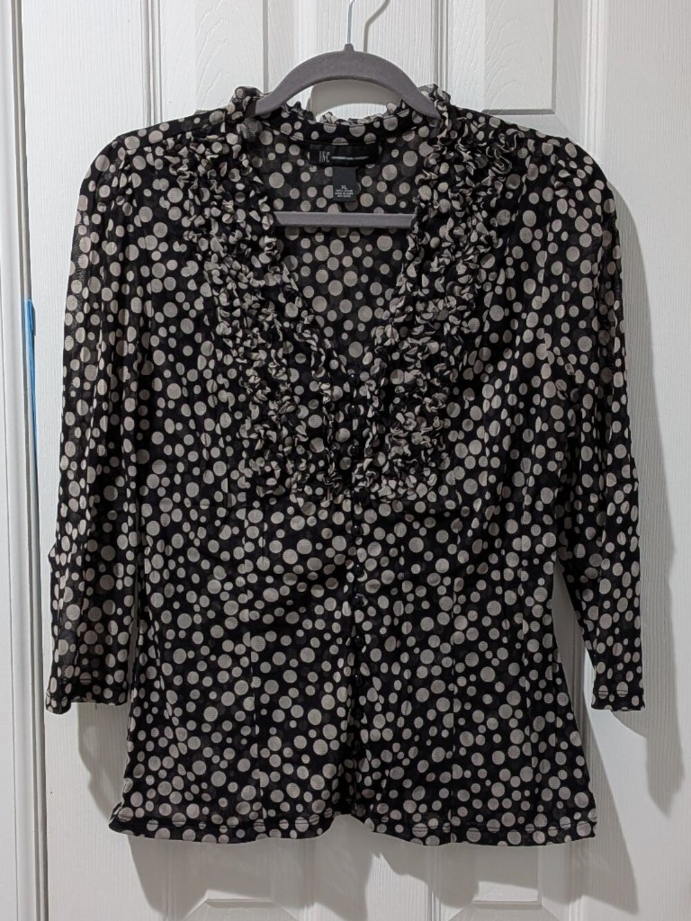 INC Black and White Polka Dot Top